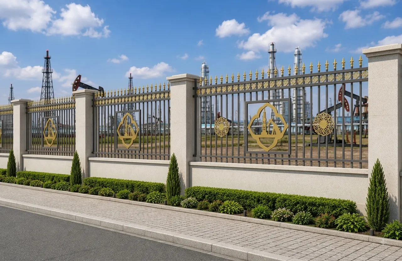 Custom metal perimeter fencing for industrial and commercial facilities