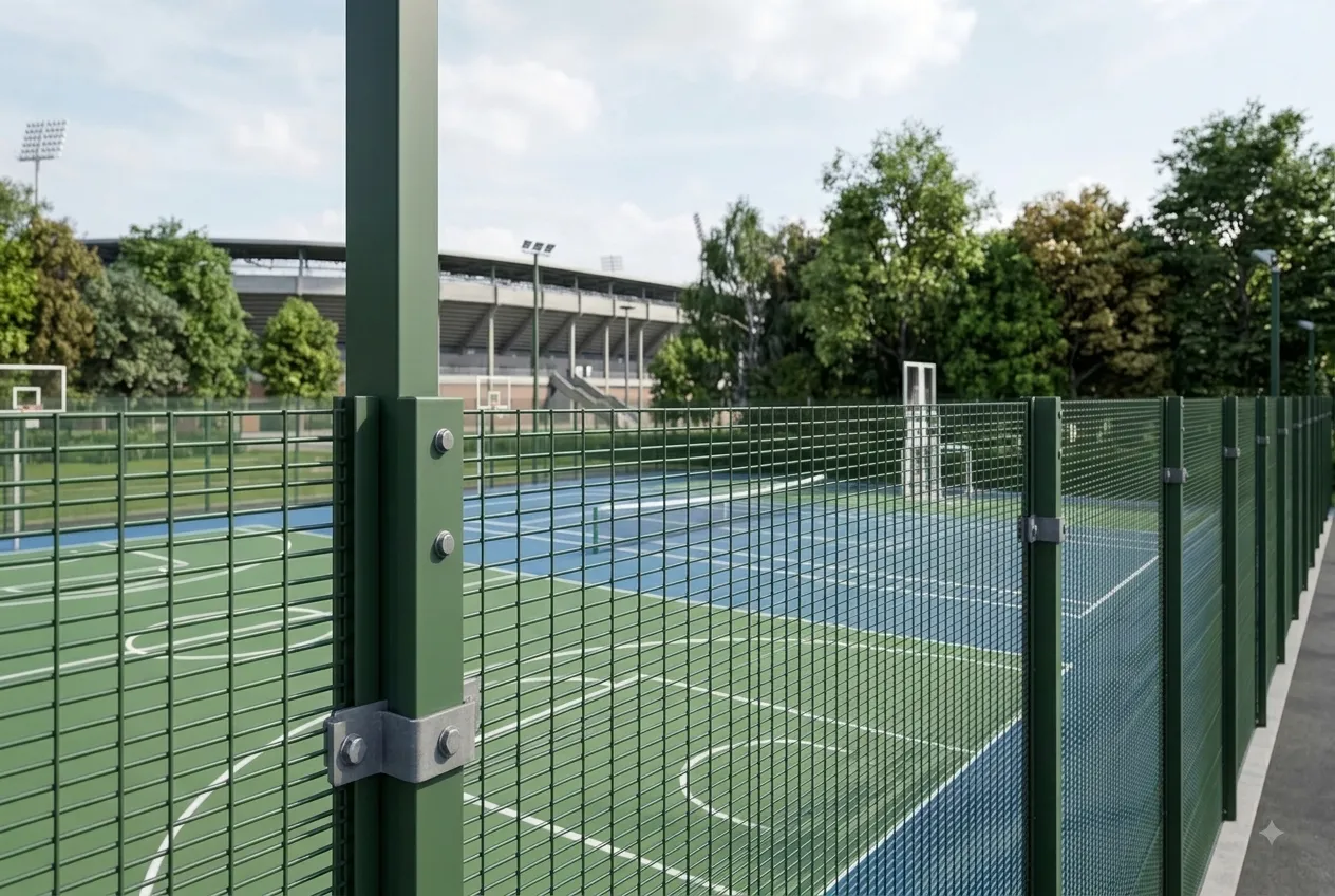 Galvanized steel sports field fence around outdoor stadium