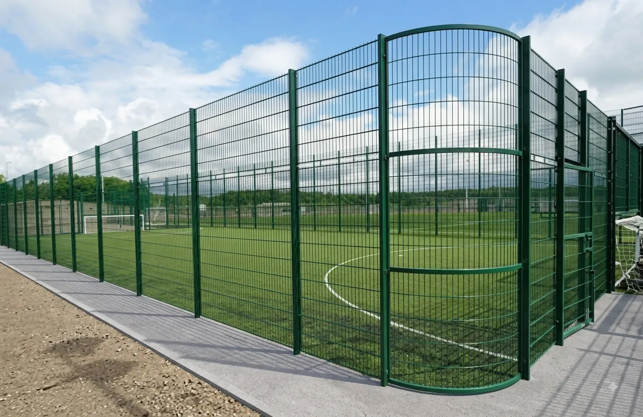 Steel sports field and stadium fence for sports facilities